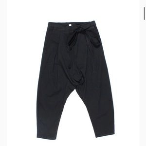 Drawstring drop pants, Japanese designer